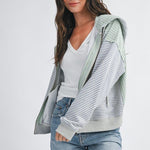 Blue & Green Good Vibes Striped Zip Hoodie - The Nines