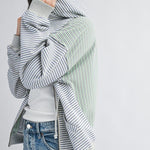 Blue & Green Good Vibes Striped Zip Hoodie - The Nines