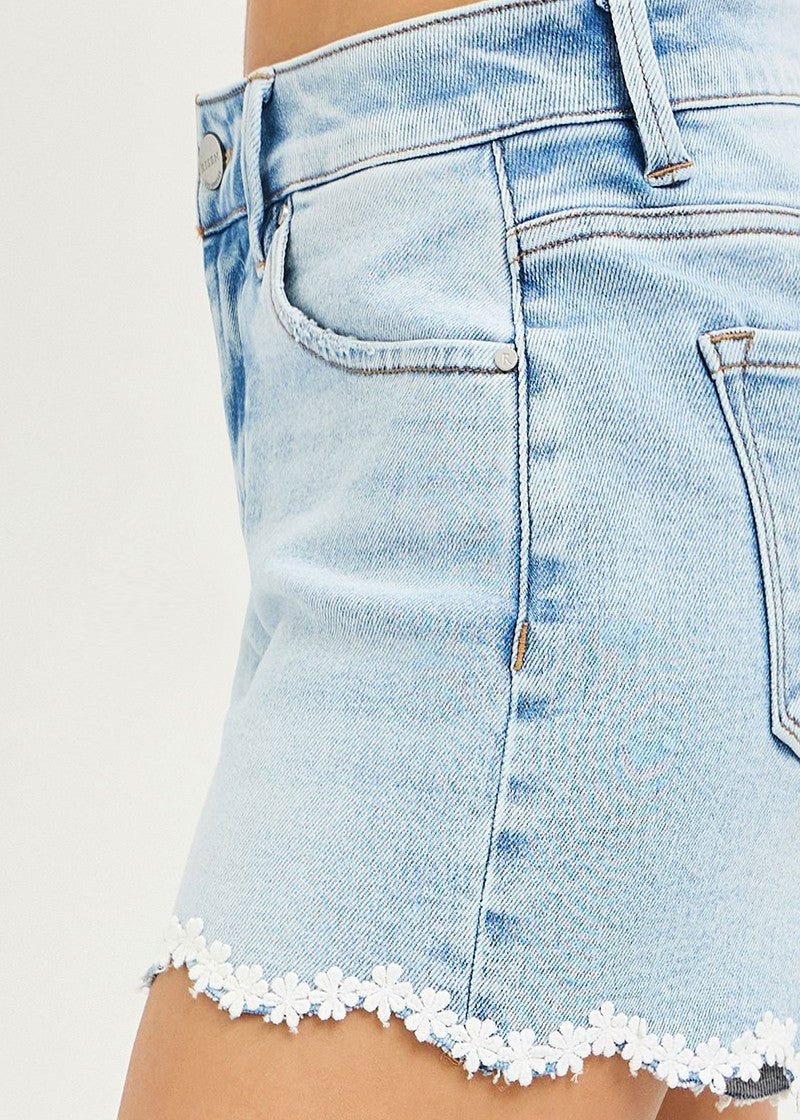 Risen Floral Lace Hem Shorts - The Nines
