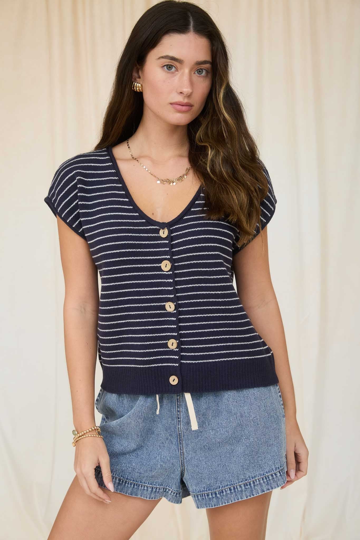 Short Sleeve Button Cardigan - 2 colors! - The Nines