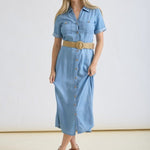 Chambray Belted Dress - The Nines