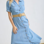 Chambray Belted Dress - The Nines