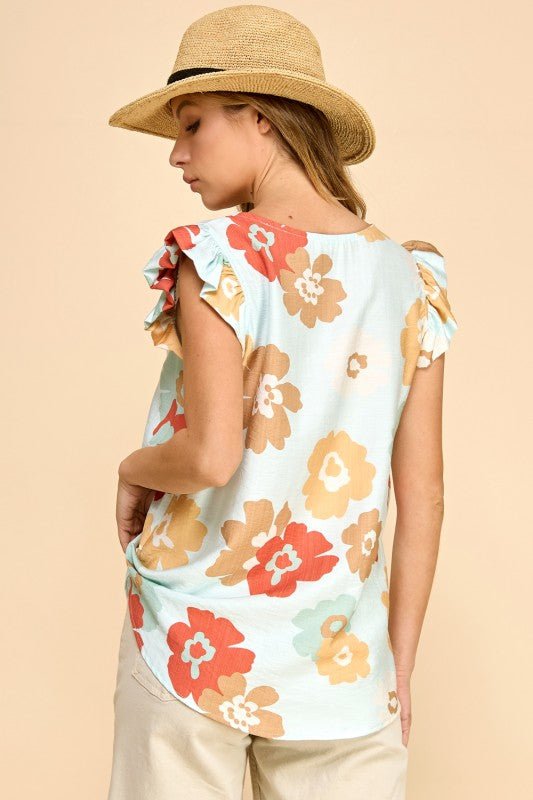 Where The Flowers Bloom Ruffle Sleeve Top - 2 Colors! - The Nines