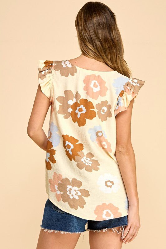 Where The Flowers Bloom Ruffle Sleeve Top - 2 Colors! - The Nines