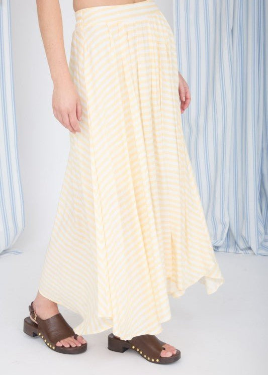 Butter Yellow Striped Skirt - The Nines