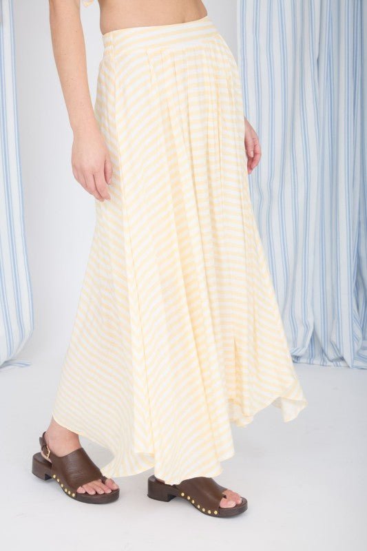 Butter Yellow Striped Skirt - The Nines