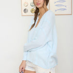 Split Neck Lightweight Ribbed Tops - 2 Colors! - The Nines