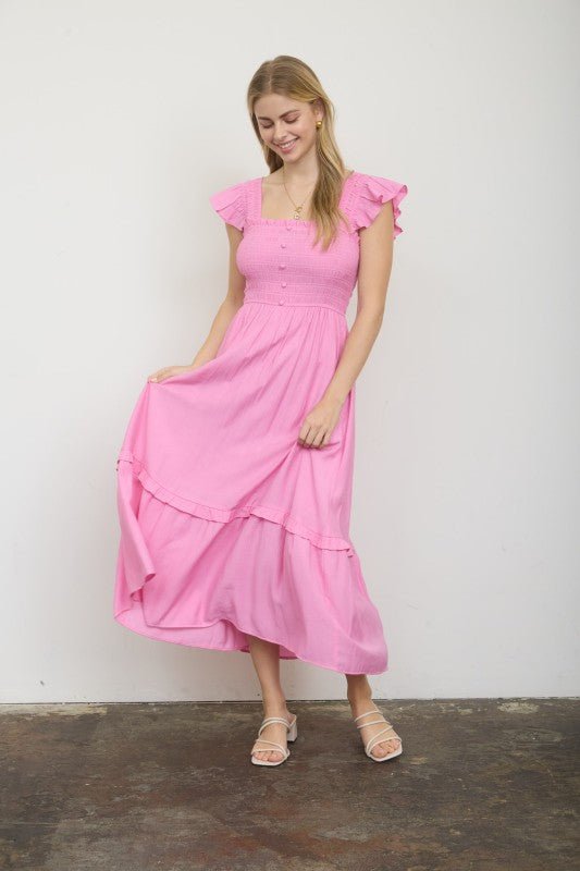 Smocked Midi Dress - 2 colors! - The Nines