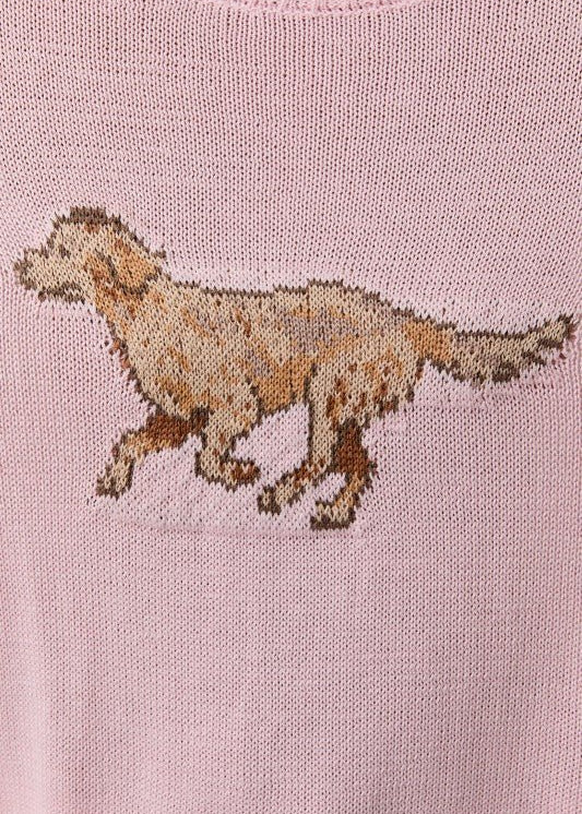 Light Pink Dog Graphic Lightweight Sweater - The Nines