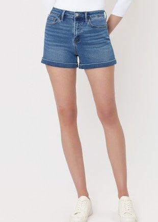 Vervet Medium Wash Super Soft Cuffed Shorts - The Nines