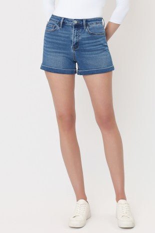 Vervet Medium Wash Super Soft Cuffed Shorts - The Nines
