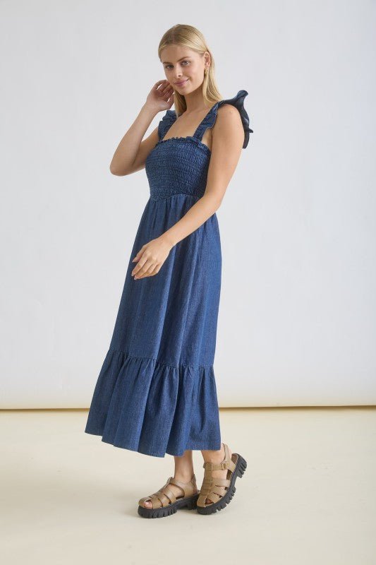 Dark Denim Ruffle Dress - The Nines