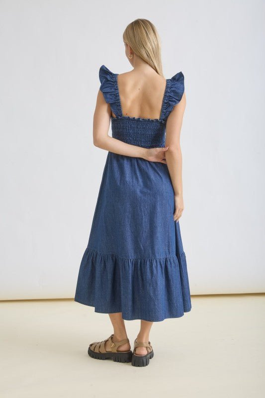 Dark Denim Ruffle Dress - The Nines