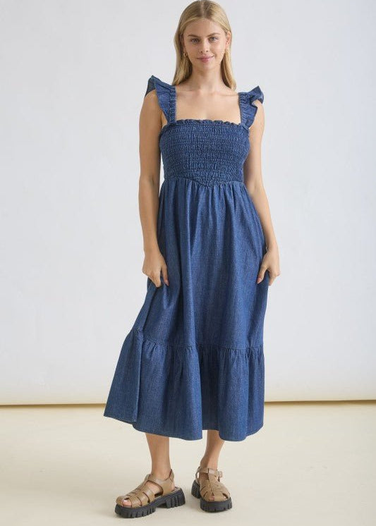 Dark Denim Ruffle Dress - The Nines
