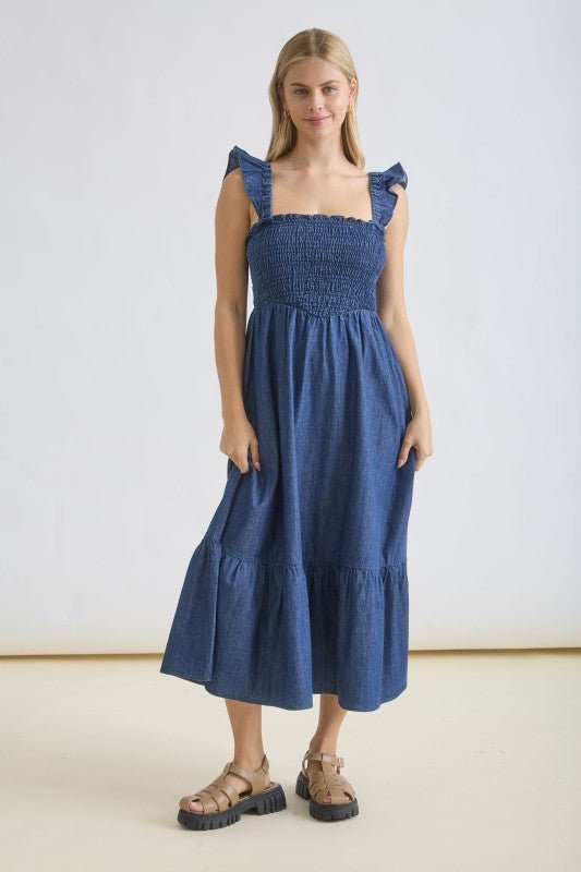 Dark Denim Ruffle Dress - The Nines