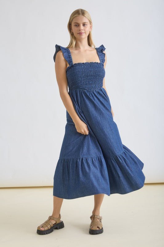 Dark Denim Ruffle Dress - The Nines