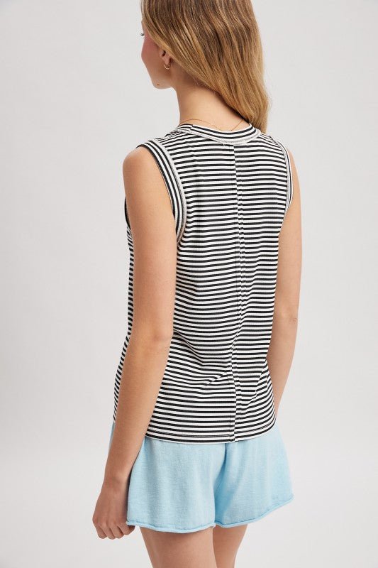 Striped Raw Edge Knit Tank - 4 Colors! - The Nines