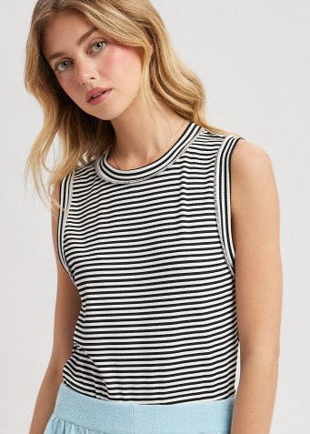 Striped Raw Edge Knit Tank - 4 Colors! - The Nines