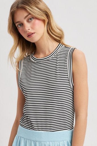 Striped Raw Edge Knit Tank - 4 Colors! - The Nines