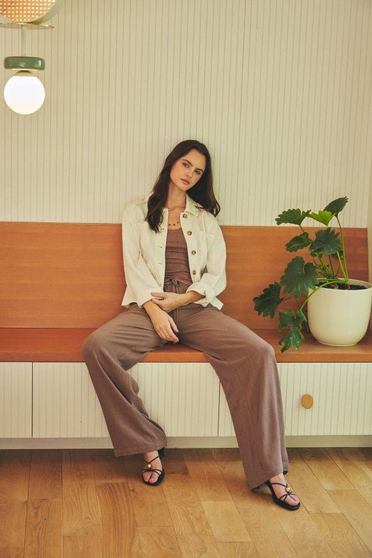 Cocoa Linen Blend Pant - The Nines