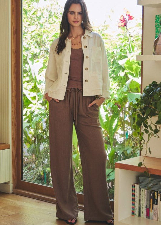 Cocoa Linen Blend Pant - The Nines