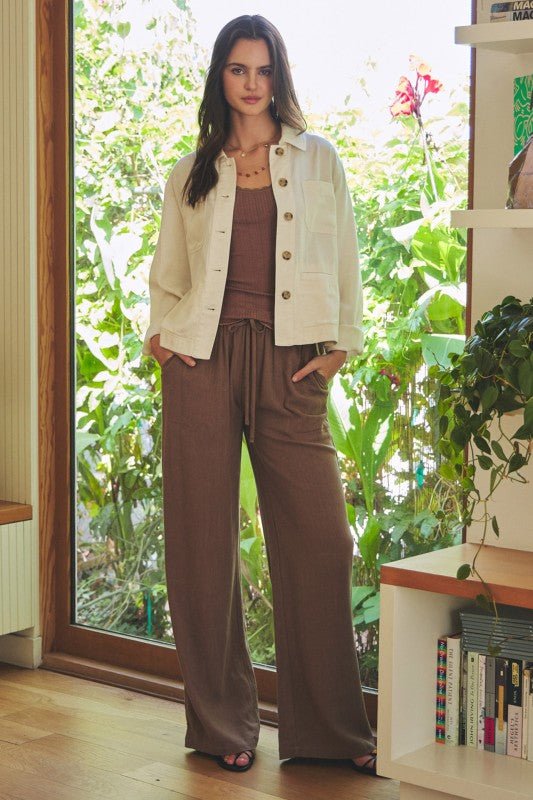 Cocoa Linen Blend Pant - The Nines