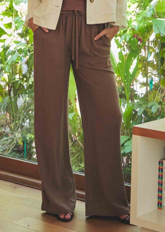 Cocoa Linen Blend Pant - The Nines