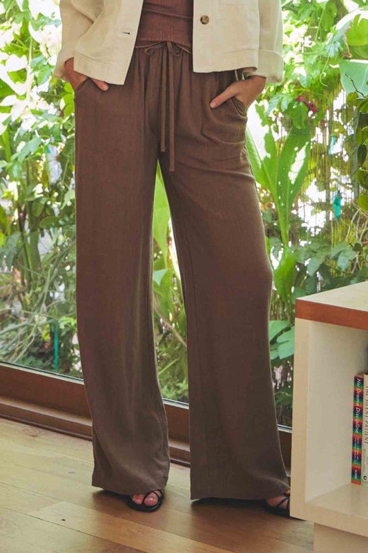 Cocoa Linen Blend Pant - The Nines