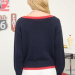 Boat Neck Navy Flag Sweater - The Nines