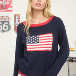 Boat Neck Navy Flag Sweater - The Nines