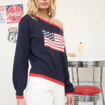 Boat Neck Navy Flag Sweater - The Nines