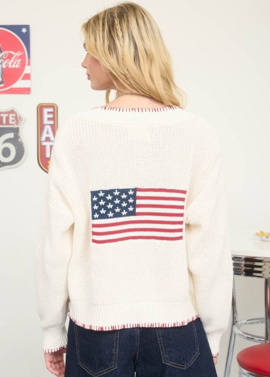 American Flag Stitched Cardigan - The Nines