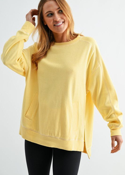 Yellow Glow Stitchline Boxy Sweatshirt - The Nines