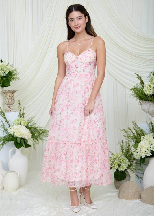 Pink Floral Corset Dress - The Nines
