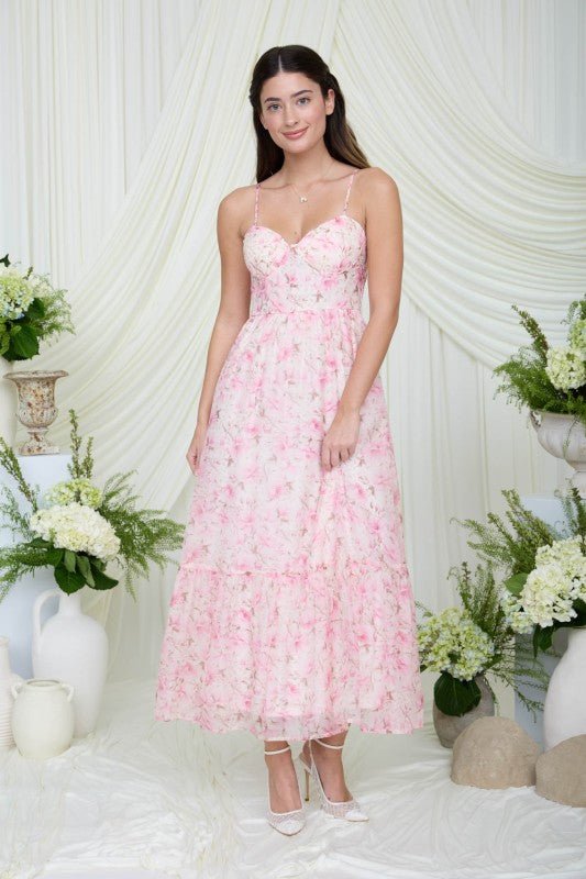 Pink Floral Corset Dress - The Nines