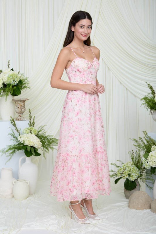 Pink Floral Corset Dress - The Nines