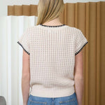 Contrast Trim Light Khaki Top - The Nines