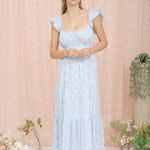 Blue Floral Flounce Dress - The Nines