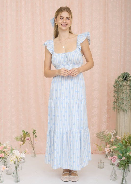 Blue Floral Flounce Dress - The Nines