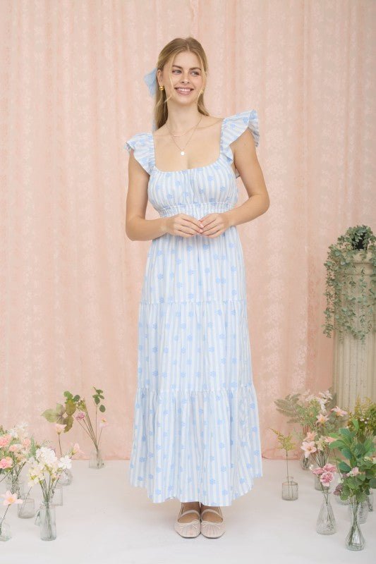 Blue Floral Flounce Dress - The Nines