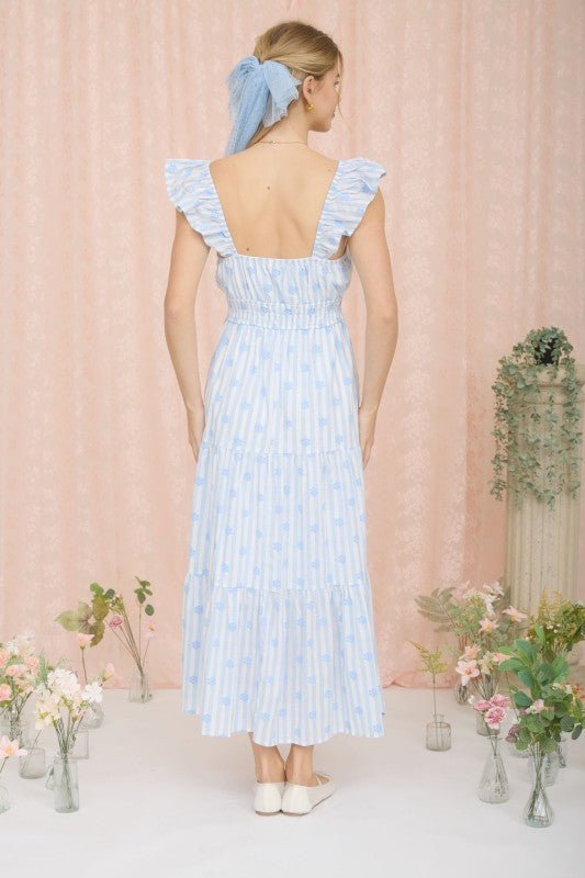 Blue Floral Flounce Dress - The Nines
