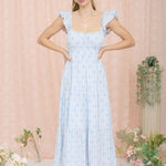 Blue Floral Flounce Dress - The Nines