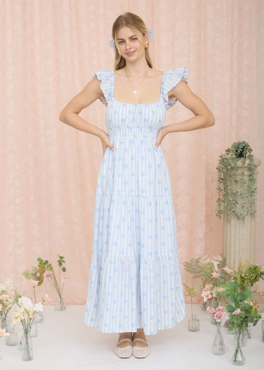 Blue Floral Flounce Dress - The Nines