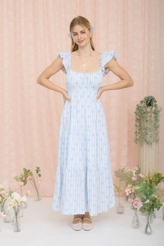 Blue Floral Flounce Dress - The Nines