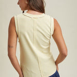 Striped Raw Edge Knit Tank - 4 Colors! - The Nines