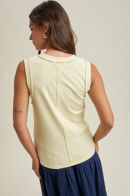 Striped Raw Edge Knit Tank - 4 Colors! - The Nines