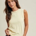 Striped Raw Edge Knit Tank - 4 Colors! - The Nines