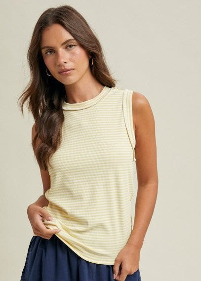 Striped Raw Edge Knit Tank - 4 Colors! - The Nines