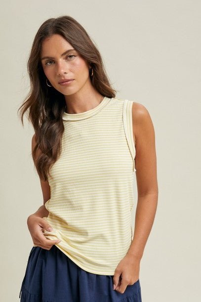 Striped Raw Edge Knit Tank - 4 Colors! - The Nines