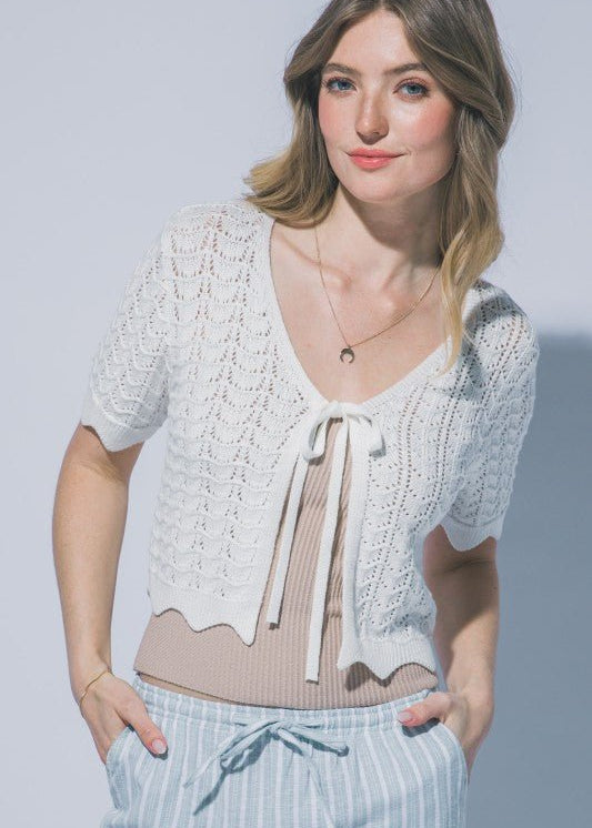 Tie Front Cropped Cardigan - 3 Colors! - The Nines